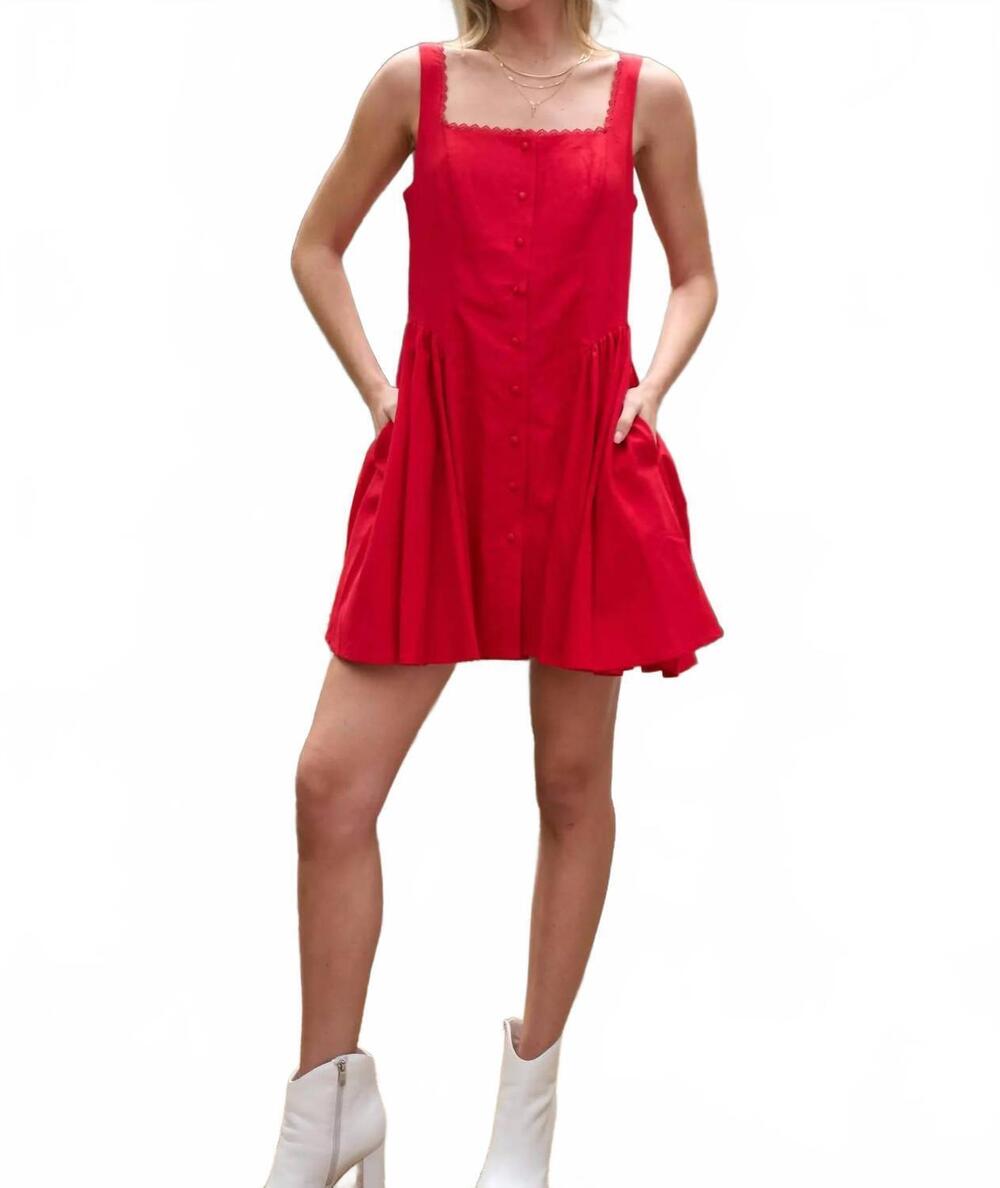 NEW JADE BY JANE sleeveless button down mini dress in red